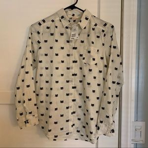 Girls H&M Cat Button-Up Shirt